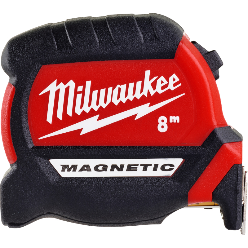 Ruleta cu banda metalica, cu magnet, cu blocare, cu agatatoare, Milwaukee Tape Measure 4932464600, 8 m