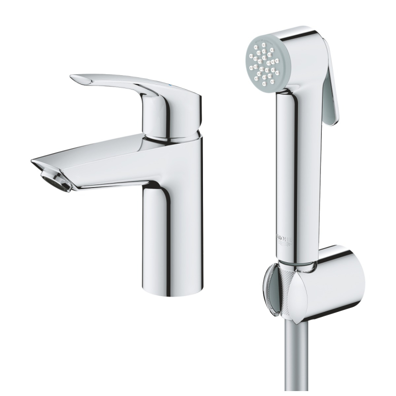 Set baterie pentru lavoar si dus igienic Grohe Eurosmart S 23124003, finisaj cromat