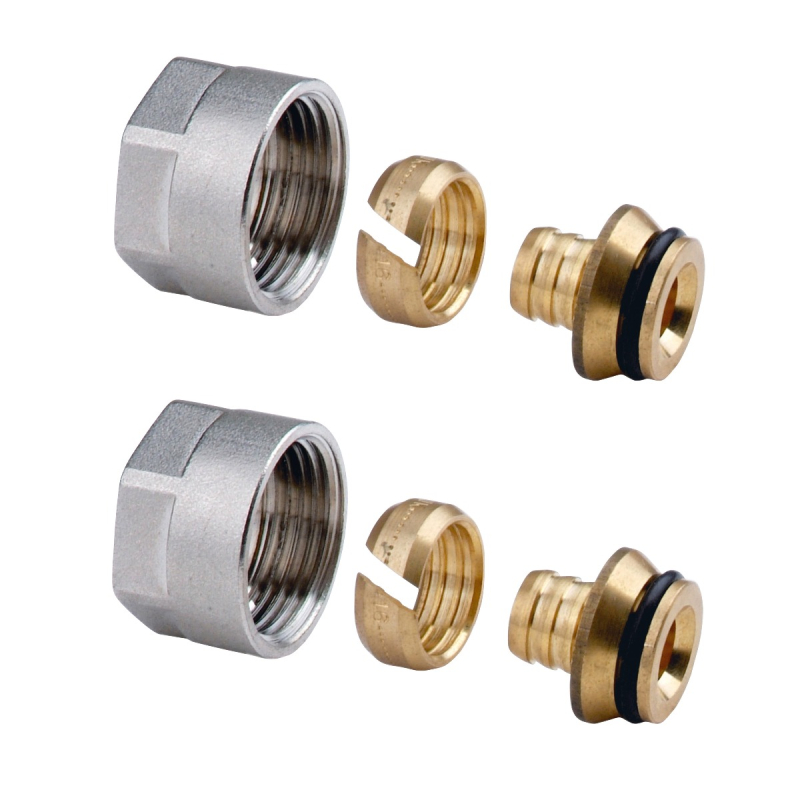 Set conexiune PEX eurocon Ferro, pentru incalzire in pardoseala cu agent termic, alama, 16 x 2 mm, 3/4"