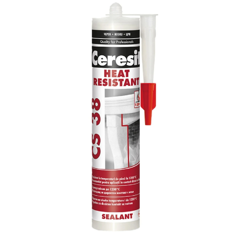 Silicon Ceresit CS 38, negru, rezistent la temperatura, 300 ml