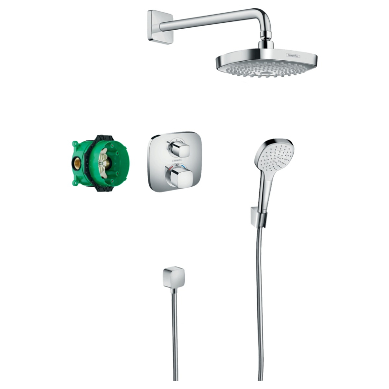 Sistem dus Hansgrohe Croma Select E 27294000, termostat, incastrat, cromat