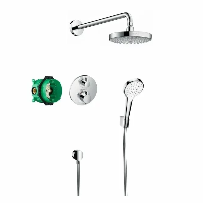 Sistem dus Hansgrohe Croma Select S 27295000, termostat, incastrat, cromat