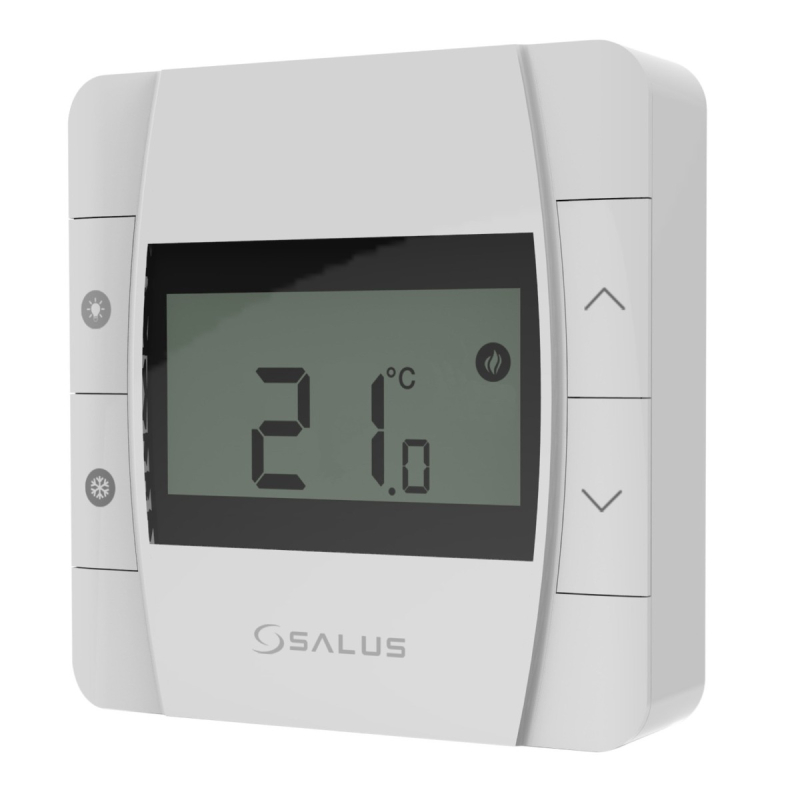 Termostat de ambient pentru centrala, cu fir, Salus DT300, neprogramabil, 2 x AA, 230 V