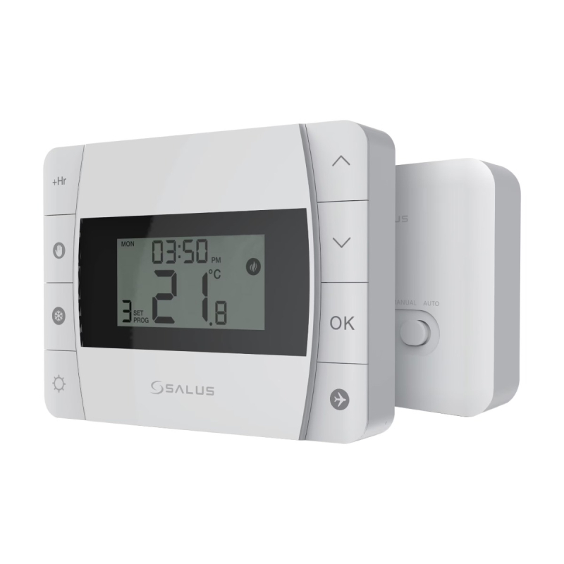 Termostat de ambient pentru centrala, wireless, Salus DT500RF, programabil, digital, 2 x AA, 230 V