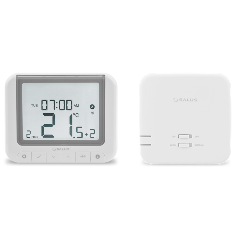 Termostat de ambient pentru centrala, wireless, Salus RT520RF, programabil, protectie la inghet, afisaj digital, IP20, alb