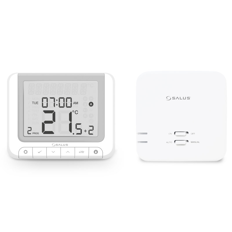 Termostat de ambient pentru centrala, wireless, Salus RT520RF, programabil, protectie la inghet, afisaj digital, IP20, alb