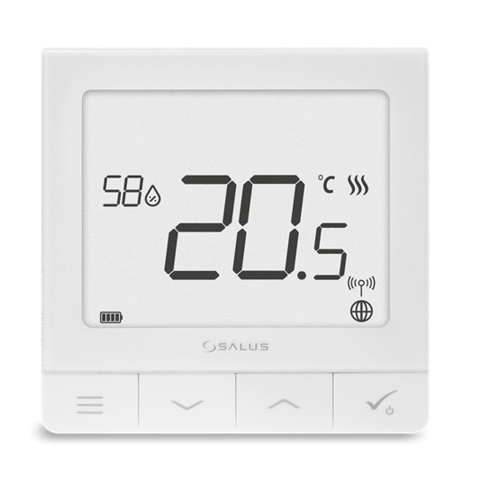 Termostat pentru incalzire in pardoseala, inteligent, Salus Quantum SQ610RF, Wi-Fi, afisaj digital, programabil, alb