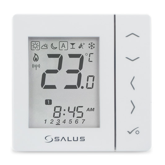 Termostat pentru incalzire in pardoseala, Salus VS20WRF, Wi-Fi, afisaj digital, programabil, 4 x AAA, alb