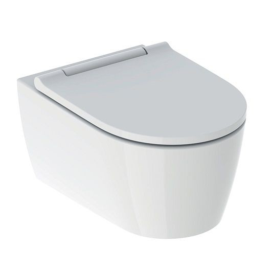 Vas WC suspendat Geberit One Rimfree 500.201.01.1, alb, evacuare orizontala, capac WC inclus