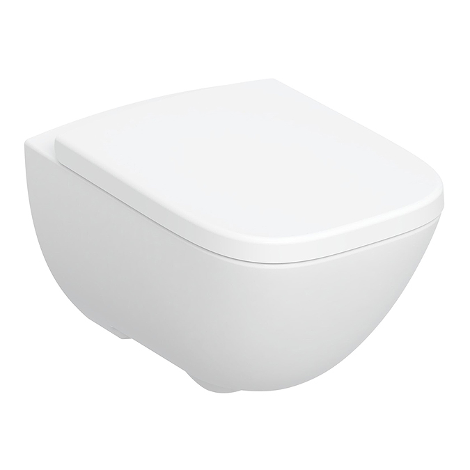 Vas WC suspendat Geberit Selnova Premium Square 502.727.00.1, alb, evacuare orizontala, capac WC inclus